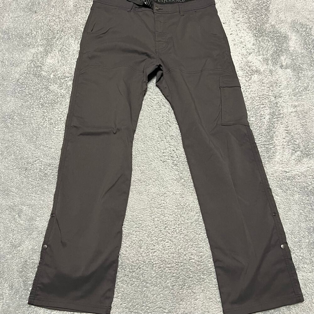 Prana Zion Pants Mens 34 x32 Gray Belted Nylon Hiking
